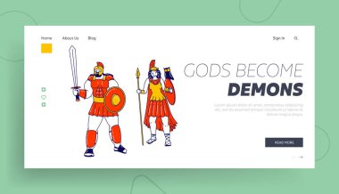 Tanrıların Karakterleri İniş Sayfa Şablonu. Pallas Athene ve Ares Mars Olimpiyat Tanrısı ve Yunan Savaş Tanrıçası