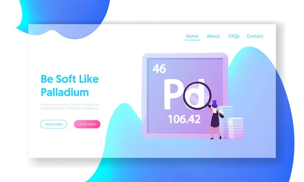 Palladium Mendeleev Table Chemical Element Landing Page Template — 스톡 벡터