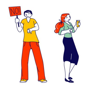 Hüzünlü Yüz Gösterisi Sevmeyen Karakterler. Afişi Olmayan ve Başparmağı Olmayan Mutsuz İnsanlar Bir Şey Sevmiyor. Tatmin Olmayan Müşteriler veya İnternet Kullanıcı Konsepti. Doğrusal Vektör İllüstrasyonu