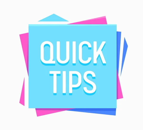 Dicas rápidas, Sugestão útil, Tooltip Advice Idea Solution Banner Isolado em fundo branco. Rótulo de pista útil, adesivo ou ícone para Web Blog ou portal educacional. Desenhos animados Vector Ilustração — Vetor de Stock