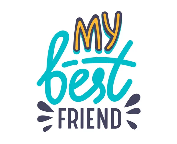 Baner Najlepszych Przyjaciół z Typografią. Bff Concept for Friendship International Day, naklejka szkolna. Plakat przyjaźni lub odznaka. Przeciwdziałanie nękaniu w Internecie i sieciach społecznościowych. Ilustracja wektora — Wektor stockowy