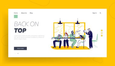 Sıkıcı Çalışanlar Masa İniş Şablonu 'nda Uyuyor. İş Adamları Toplantıda ya da Sunumda Sıkıcı Karakterler. İşadamı Ofisteki Şirket Stratejisini Açıklıyor. Doğrusal İnsanlar Vektör İllüstrasyonu