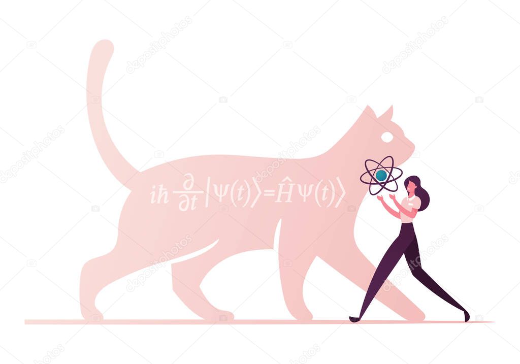 Cat of Schrodinger Equation, Physics Formula, Schrodinger Superposition Experiment in Quantum Mechanics