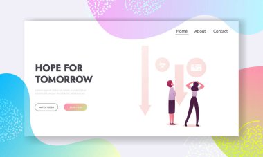 Küresel Ekonomik Kriz, Ticari Risk İniş Sayfa Şablonu. Borçlu Ekonomi, Yatırımcı Özellikleri İflas, İş Finansmanı Düşüşü sırasında Kayıp Para Yatırımı. Çizgi film İnsanları Vektör İllüstrasyonu