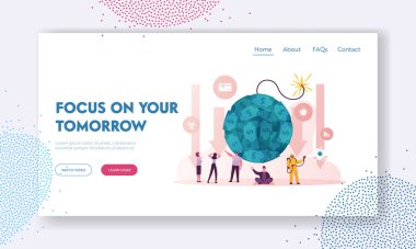 Covid19 ve Küresel Ekonomi Krizi İniş Sayfası Şablonu. Finansal kriz. Borsa Çöküşü ve İş Adamları Karakterleri. Olumsuz Covid19 Darbe Yatırım Fiyatı. Çizgi film Vektör İllüstrasyonu