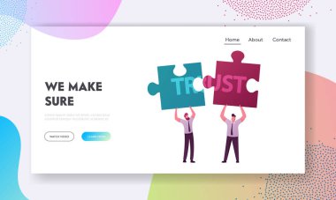 Anlaşmaların İhlali ve Güvenilirlik İniş Sayfası Şablonunu Vaat Ediyor. Erkek Karakterler, Word Trust ile Bulmacayı Paylaşır. Profesyonel İtibarını Korumada Başarısız Oldu. Çizgi film İnsanları Vektör İllüstrasyonu