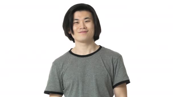 Portrait Of Attractive Chinaman With Clean Skin And Dark Hair In