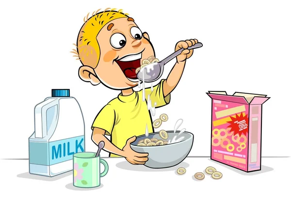 Çocuk having kahvaltı — Stok Vektör