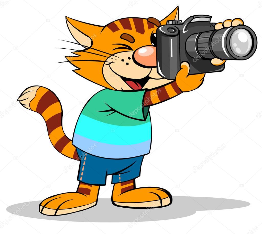 Cat photographer with photo camera