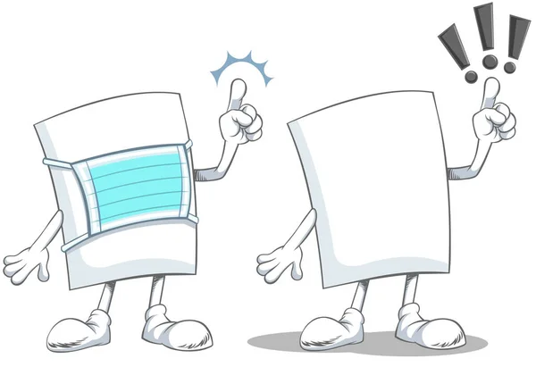 Beyaz Arkaplan 'dan izole edilmiş tıbbi maske takan boş bir karikatür karakterinin vektör rengi çizimi.