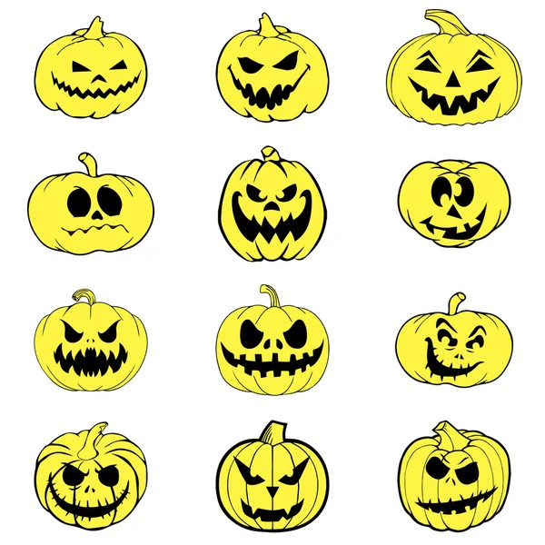 Set de Halloween con calabazas — Archivo Imágenes Vectoriales