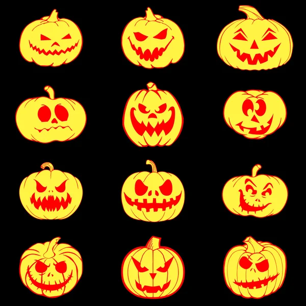 Set de Halloween con calabazas — Vector de stock