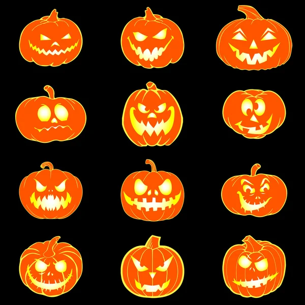 Set de Halloween con calabazas — Vector de stock