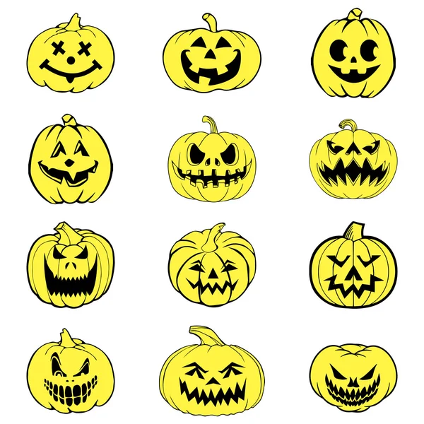 Ensemble Halloween avec citrouilles — Image vectorielle