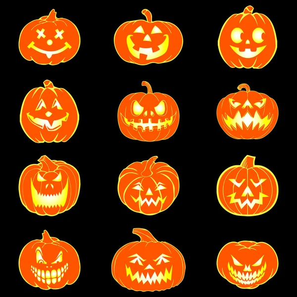 Set de Halloween con calabazas — Vector de stock