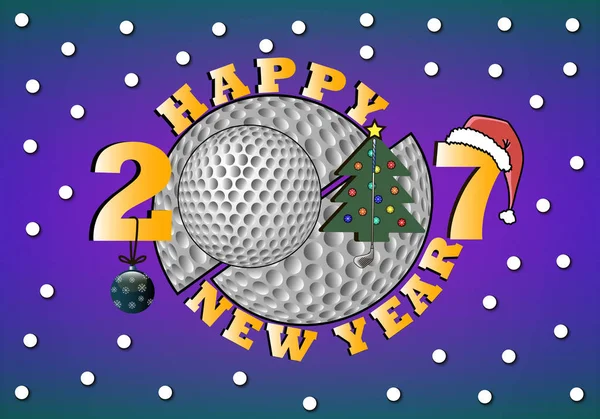 Bonne année 2017 et golf — Image vectorielle