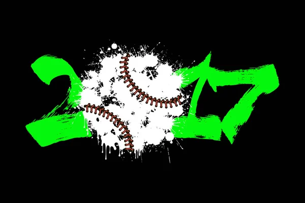 Abstrakcyjna liczba 2017 i baseball — Wektor stockowy