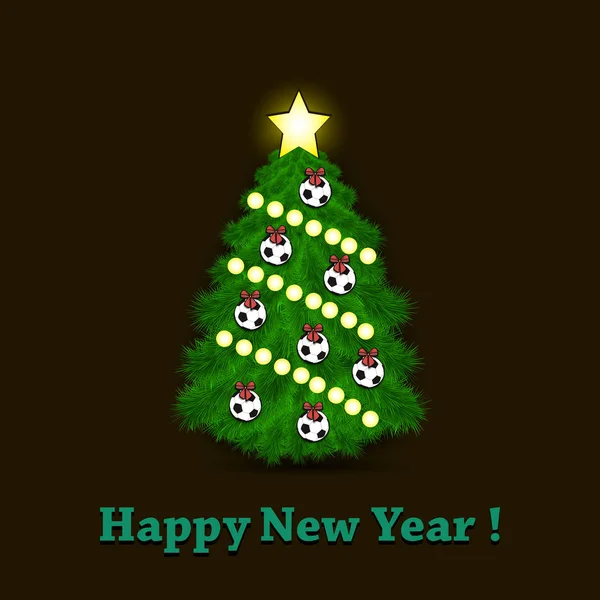 Kerstboom en voetballen — Stockvector