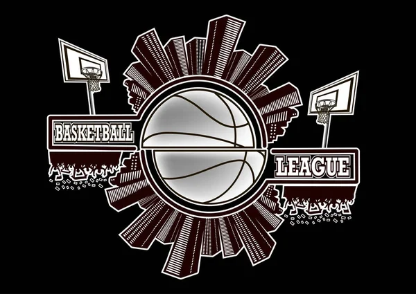 Ligue de basket-ball Logo — Image vectorielle