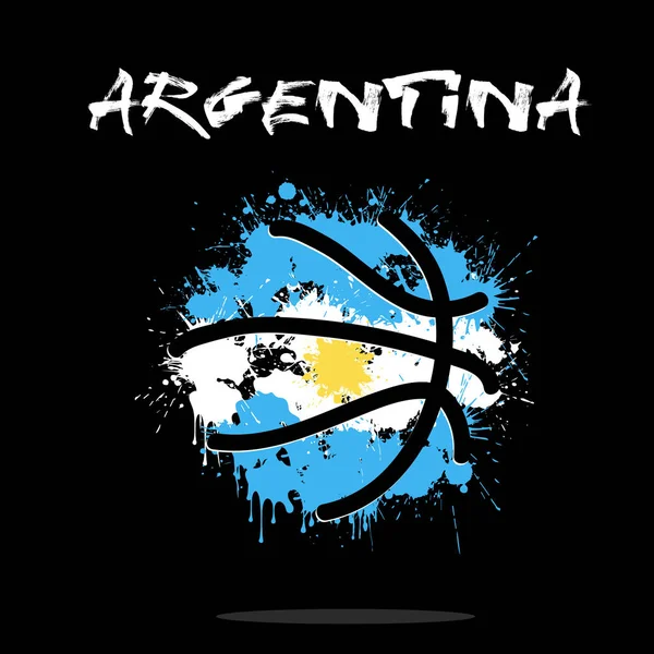 Bandera de Argentina como pelota de baloncesto abstracta — Vector de stock