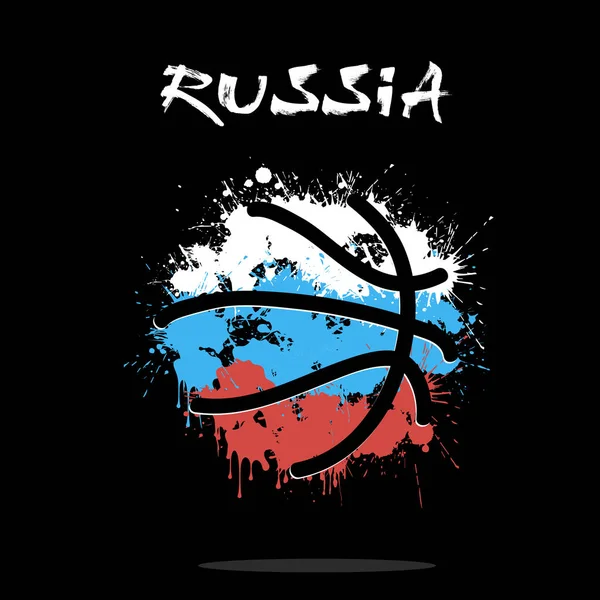 Bandera de Rusia como pelota de baloncesto abstracta — Vector de stock