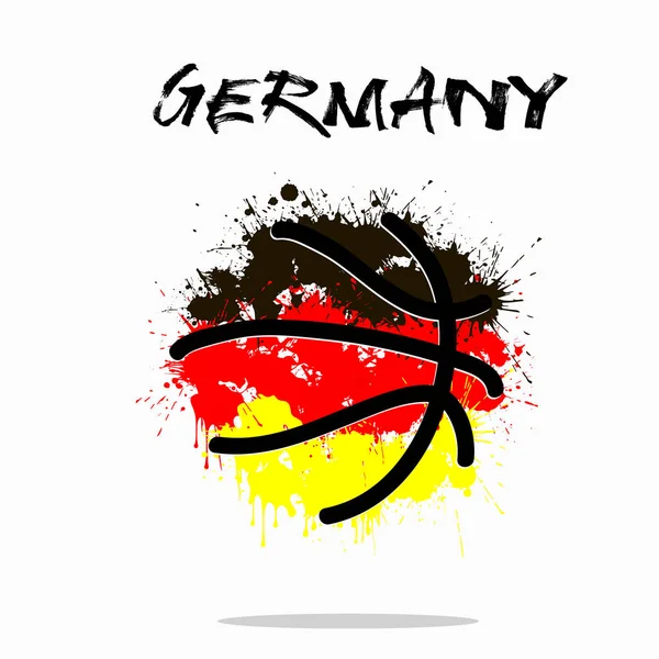 Flagge Deutschlands als abstrakter Basketballball — Stockvektor