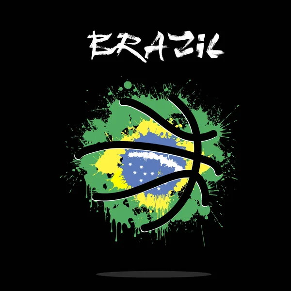 추상 농구 볼으로 브라질의 국기 — 스톡 벡터