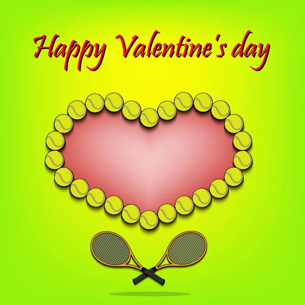 Saint Valentin et coeur de balles de tennis — Image vectorielle