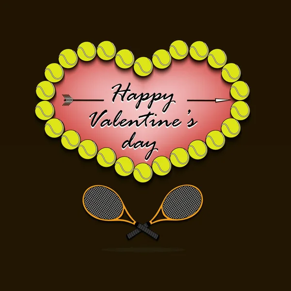Saint Valentin et coeur de balles de tennis — Image vectorielle