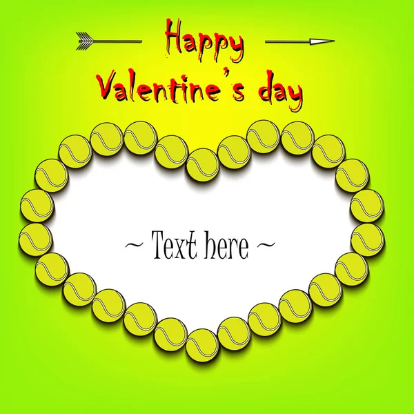 Valentine's Day and Frame from tennis balls — Stock Vector