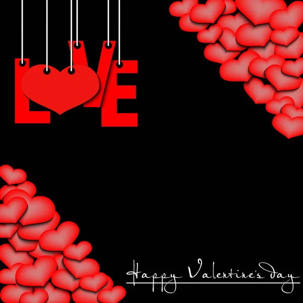 Boldog Valentin-napot, lógott a kötél a szerelem és a szív — Stock Vector