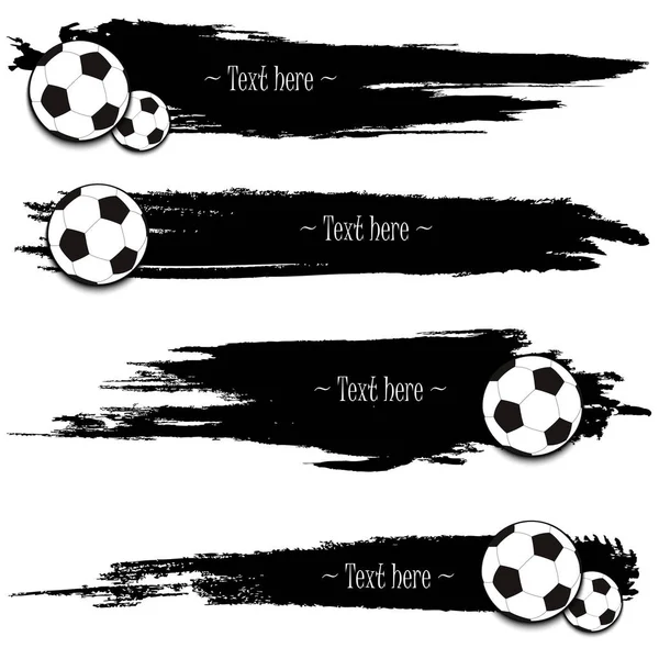 Set of hand drawn grunge banners with soccer bal — Stock Vector