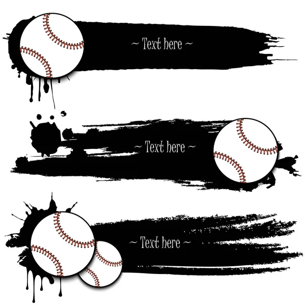 Handgezeichnete Grunge-Banner mit Baseball — Stockvektor