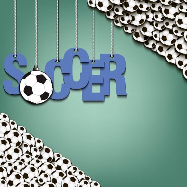 Banner yazıt futbol ve topu halatlar üzerinde asmak