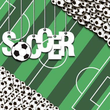 Banner yazıt futbol ve topu halatlar üzerinde asmak
