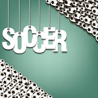 Banner yazıt futbol ve topu halatlar üzerinde asmak