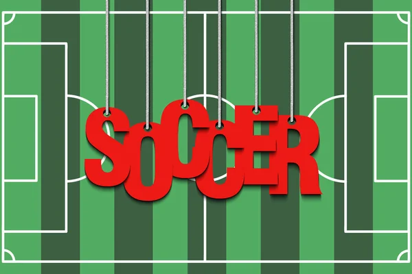Banner inskription fotboll och bollen kläm på repen — Stock vektor