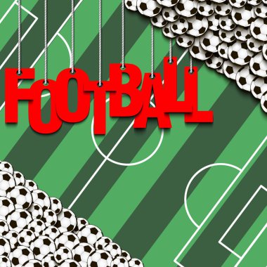 Banner yazıt futbol ve topu halatlar üzerinde asmak