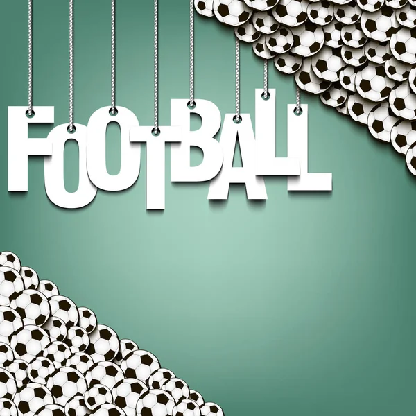 Banner mit der Aufschrift Fußball und Ball hängen an den Seilen — Stockvektor