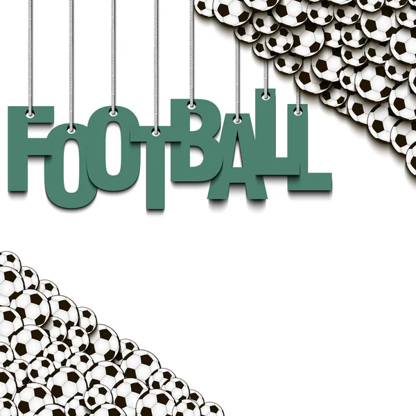 Banner mit der Aufschrift Fußball und Ball hängen an den Seilen — Stockvektor