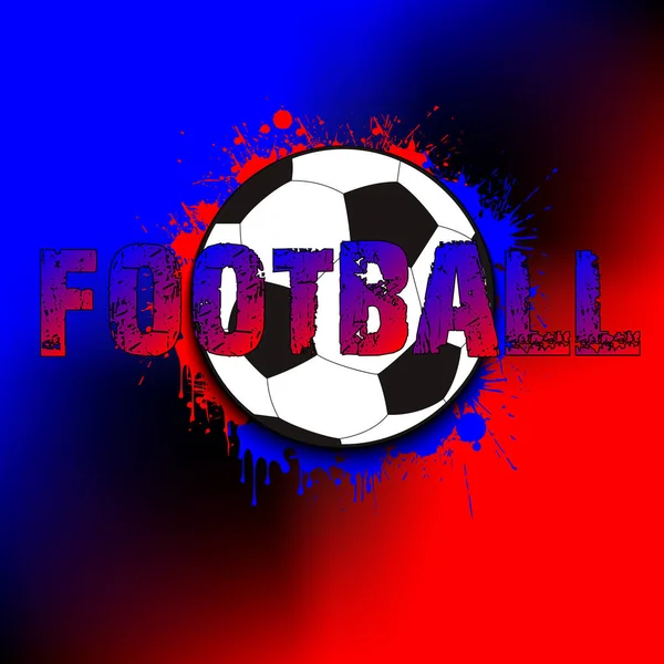 Banner una pelota de fútbol sobre un fondo de manchas de pintura — Archivo Imágenes Vectoriales