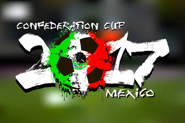 Drapeau du Mexique comme un ballon de football abstrait — Image vectorielle