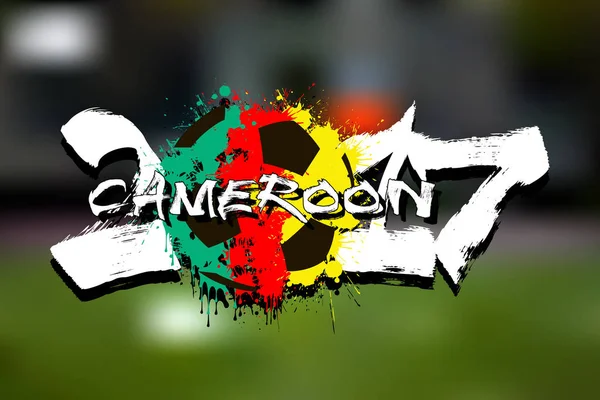 Nombre 2017 et ballon de football peint aux couleurs du Camerounais — Image vectorielle