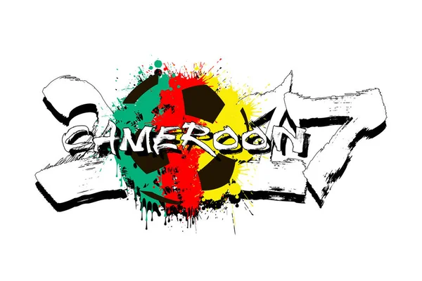 Numero 2017 e pallone da calcio dipinto nei colori del Camerun — Vettoriale Stock