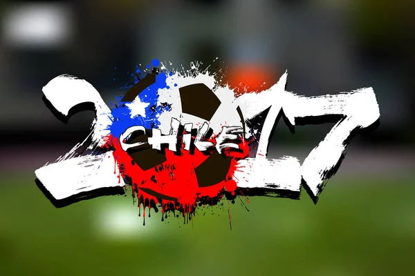 Номер 2017 і футбол м'яч пофарбовані в кольори Чилі f — стоковий вектор