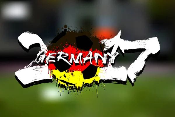 Número 2017 e bola de futebol pintada nas cores da Alemanha — Vetor de Stock