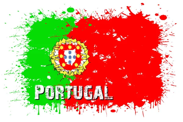 Drapeau du Portugal de taches de peinture — Image vectorielle