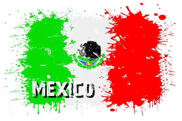 Meksika bayrağı boya lekeleri dan — Stok Vektör