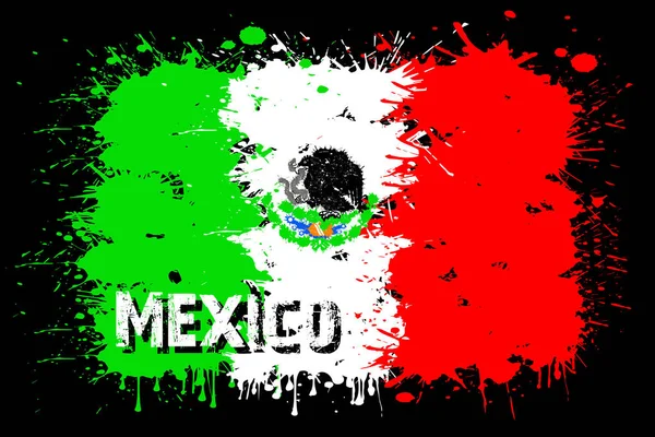 Bandera de México de manchas de pintura — Vector de stock