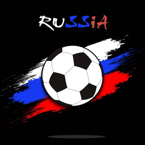 Pelota de fútbol en el fondo de la bandera rusa — Vector de stock